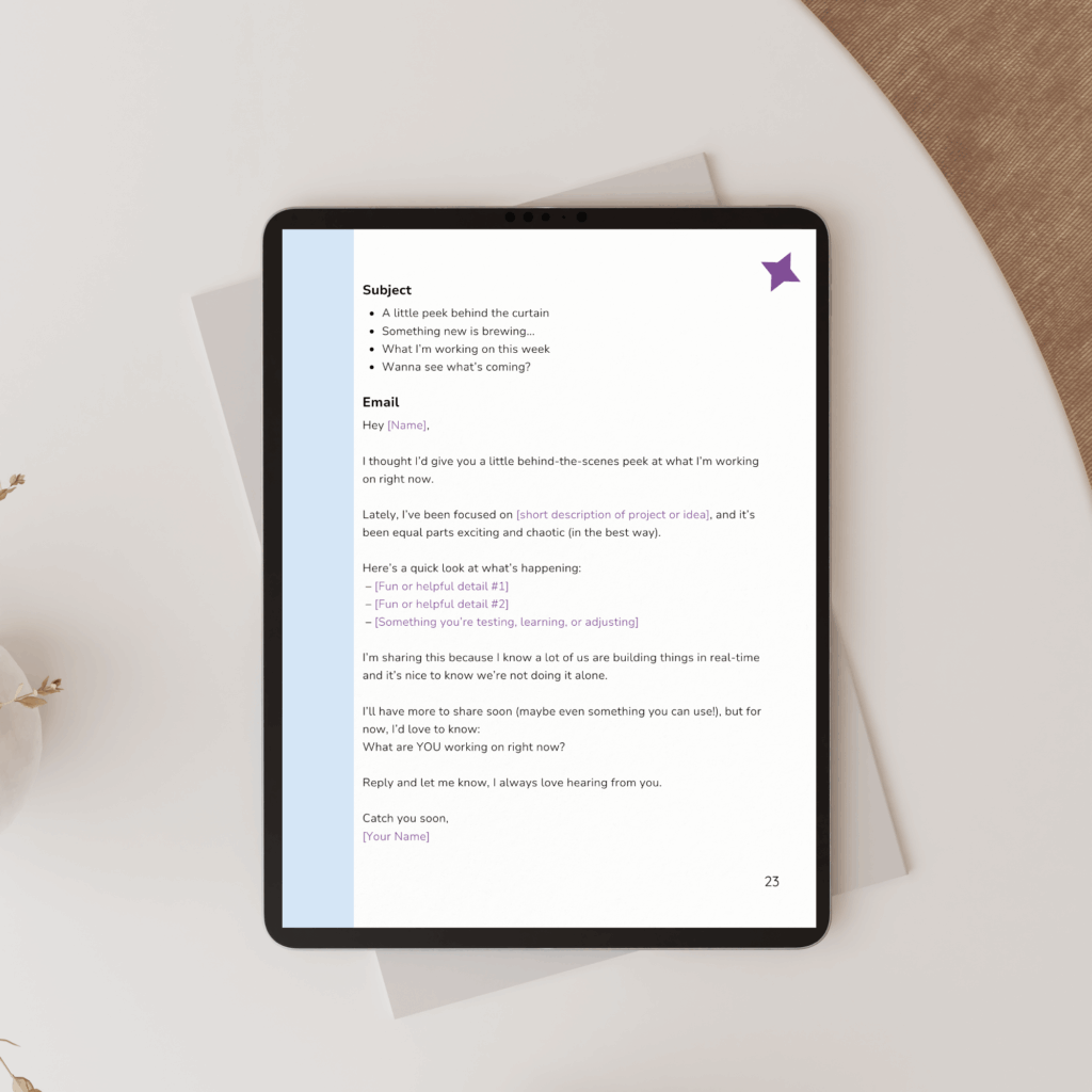 Tablet displaying a professional email draft.