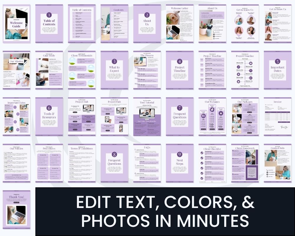 Editable template pages in lavender theme.