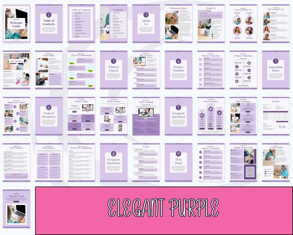 Elegant purple business guide pages overview